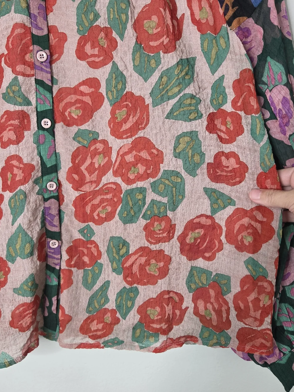 Jodiful Colorful Flower Pattern Button Up Blouse - Picture 5 of 9